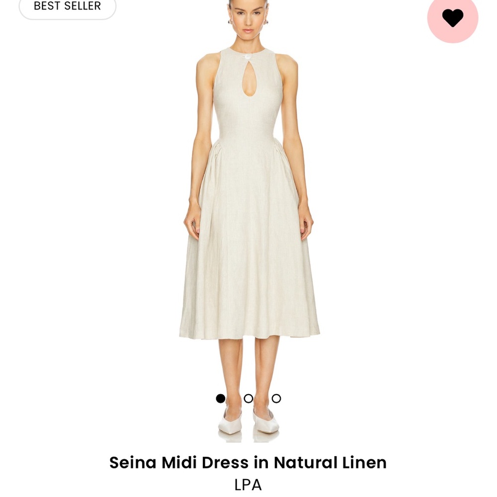 LPA Seina Midi dress in Natural Linen
